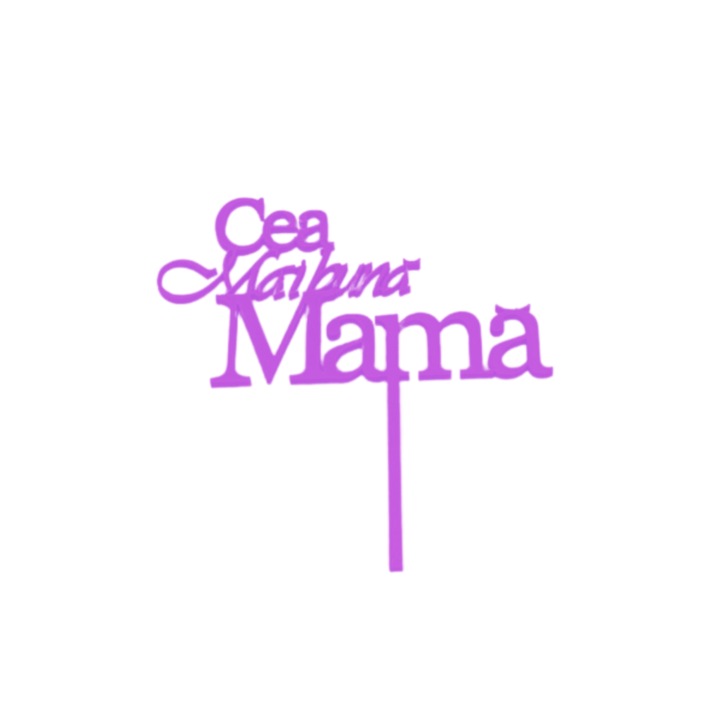 Tortafedő dekoráció "A legjobb anya", világoslila 16,5 cm