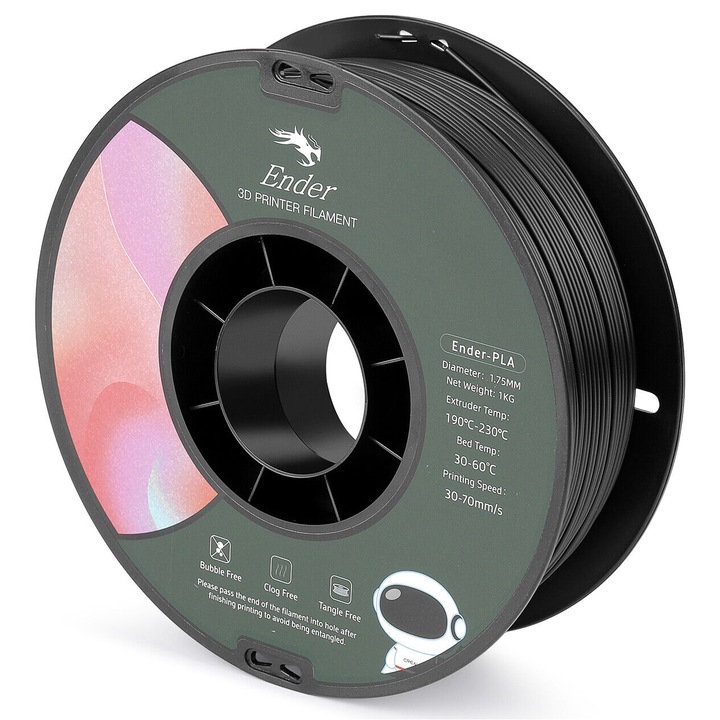 Creality CR-PLA Filament Ender-PLA 1,75 mm, 1 kg, 190-230C fekete