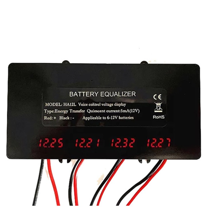 48 V-os akkumulátor kiegyenlítő fotovoltaikus/szél panelekhez, LCD kijelző, 4 db elem, fordított polaritás védelem, alacsony energiafogyasztás, nagy pontosság