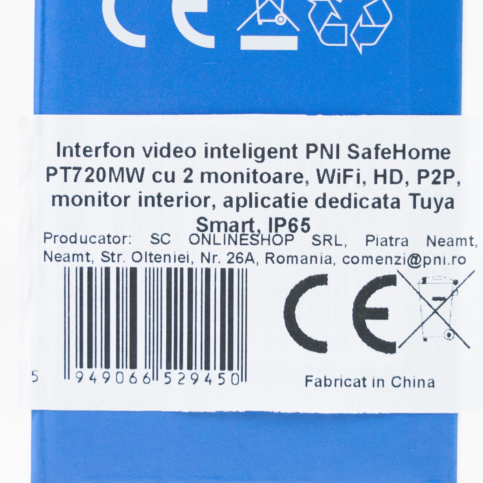 PNI Videoportero Inteligente con 2 monitores SafeHome PT720MW WiFi HD, P2P
