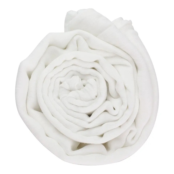 Paturica pentru bebe, din muselina 2 straturi, bumbac organic, 120 x 120 cm, Alb