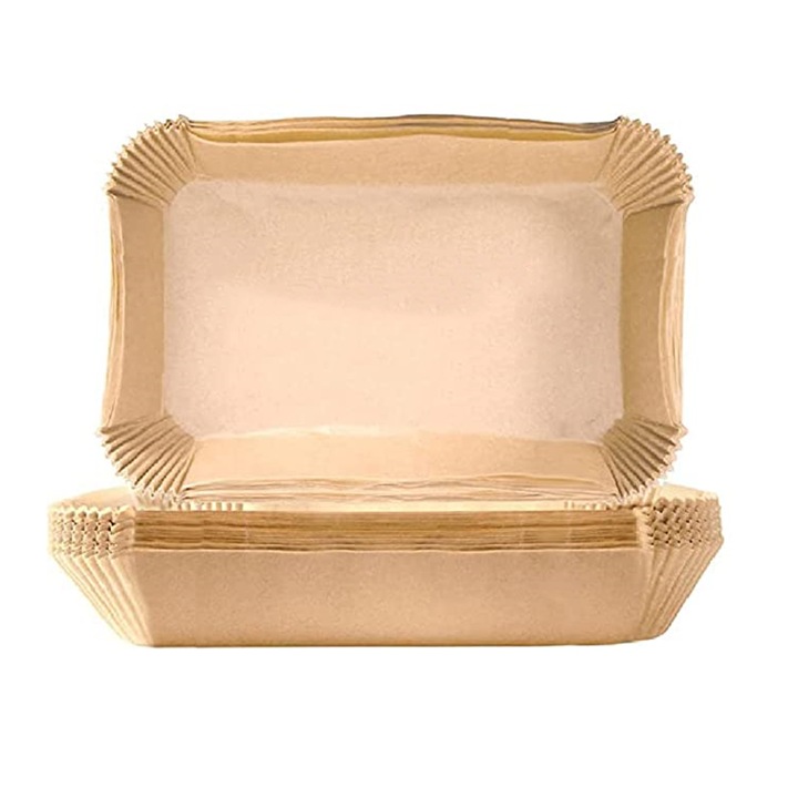 Set 100 captuseli de unica folosinta pentru friteuza cu aer, Hartie, 22x14x5 cm, Maro