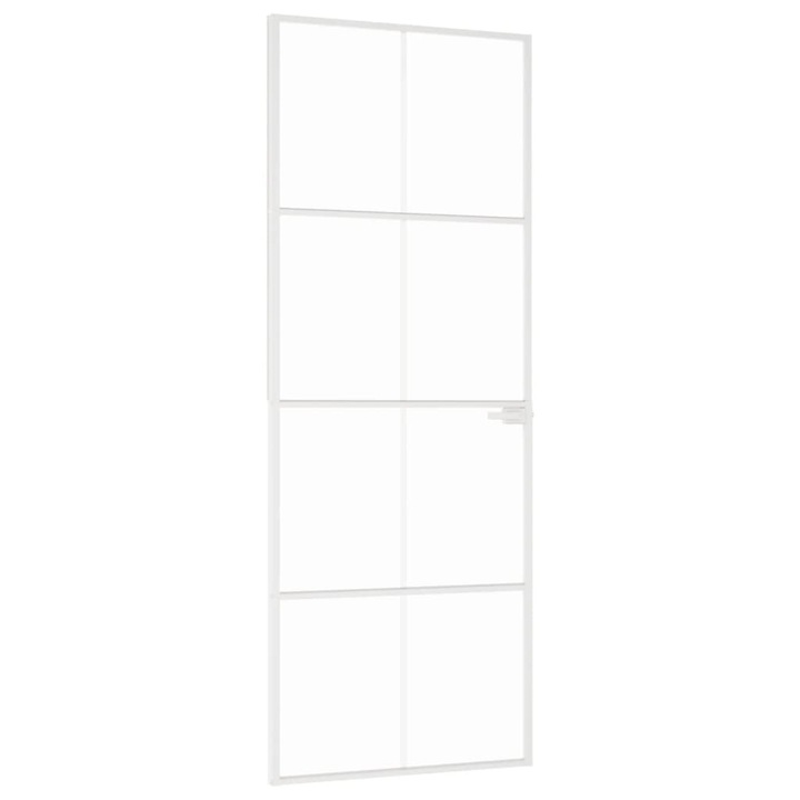 Usa de interior vidaXL, alb, 76x201,5 cm, sticla securiz. / aluminiu slim