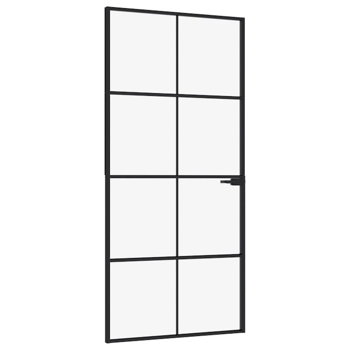 Интериорна врата Zakito Europe, закалено стъкло, алуминиева рамка, 93x201,5 см, черна