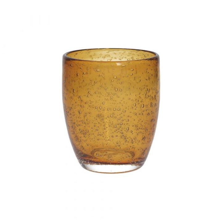 Tognana Bubbles üvegkészlet, 8 x 10 cm, 380 ml, kézzel fújt üveg, borostyán