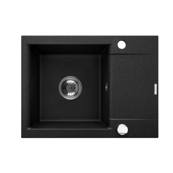 Chiuveta de bucatarie din granit cu tavita de scurgere scurta TESALIA cu sifon crom