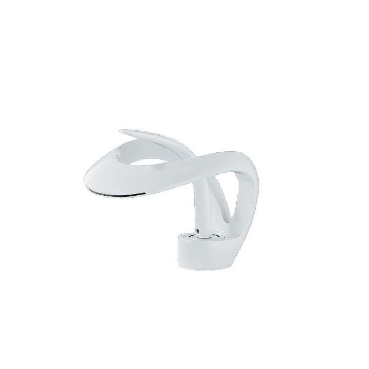 Смесител за мивка Blackswan тип M215 къс бял модел с кран водопад размер 15см