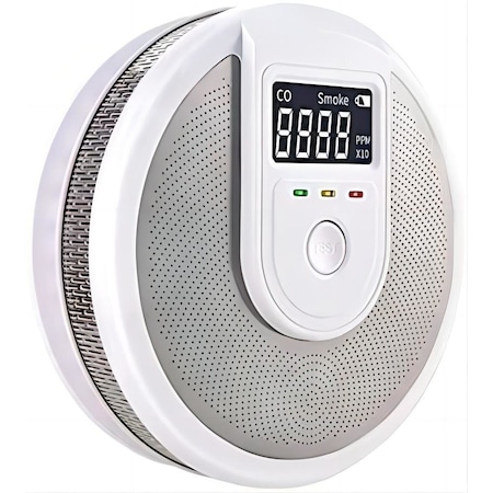 Detector de monoxid de carbon si fum, BYONDSELF®, afisaj LCD, raspuns rapid, memento vocal 85DB, alimentat cu baterie