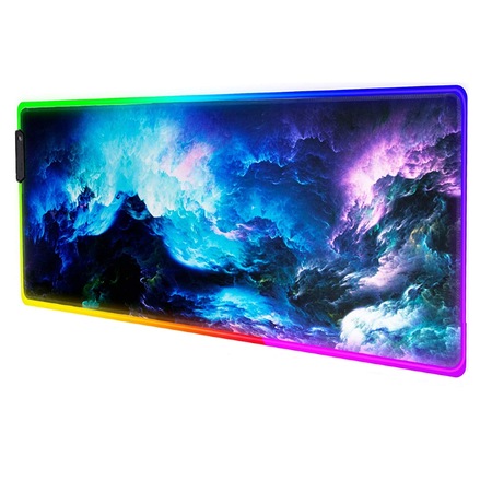 Mousepad Gaming RGB, model cosmos, 800x300x3mm, Iluminare RGB, 14 moduri de iluminare, Cablu USB inclus, suprafata anti alunecare, Multicolor