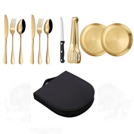 Set tacamuri pentru friptura, Otel inoxidabil, Auriu