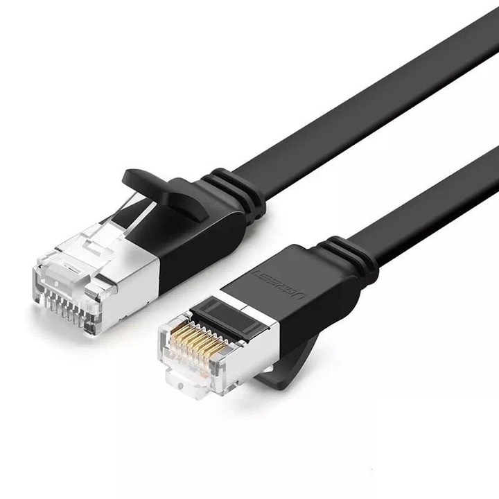 Ugreen lapos kábel Internet kábel Ethernet Patchkábel RJ45 Cat 6 UTP 1000Mbps 0.5m fekete (50183)