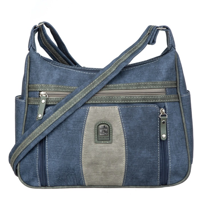 Дамска чанта, Charm&Shape, Средна, Екологична кожа, BB15115, През рамо, Черна