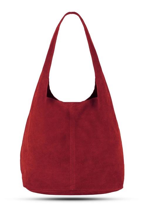 Кожена чанта, Vera Pelle, през рамо, велур, червена