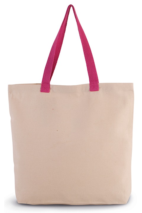 Памучна чанта с цветни дръжки, Shopper KI0278, 42 x 37 x 6,5, магента