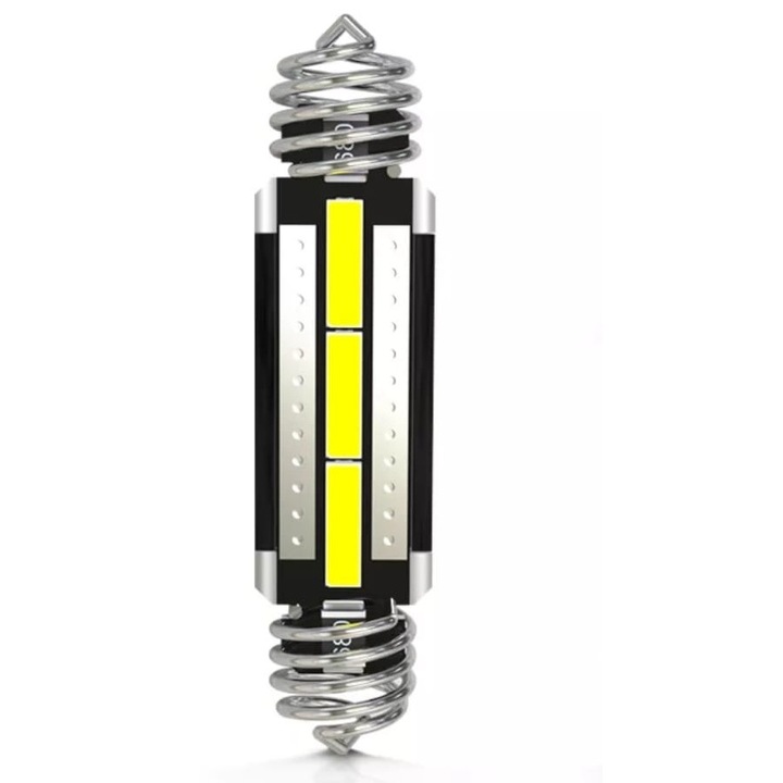 Bec Auto LED C5W Sofit 39-42mm, AutoREY® Premium, Cu Arc Reglabil Pentru Dimensiune Variabila, Sistem CANBUS Fara Eroare In Bord, Potrivit Pentru Plafoniera, Portbagaj, Lampi Numar Sau Iluminare Interioara, Lumina Alba Rece Puternica, Plug & Play