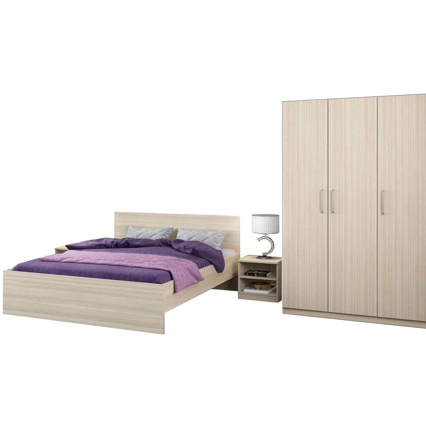 Dormitor Amos, Stejar Ferrara, Pat 140 x 200 cm