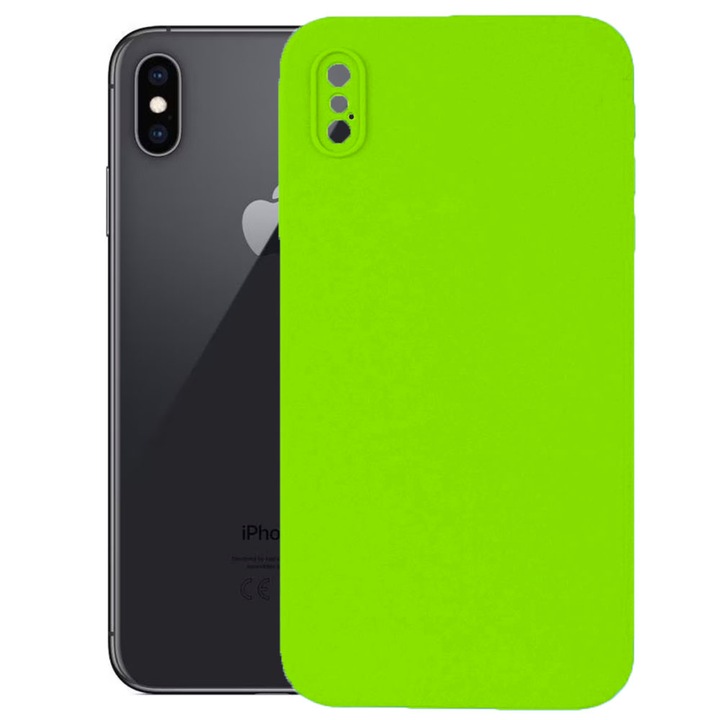 Защитен капак, кадифена вътрешност, съвместим с Apple iPhone XS Max, FONIX BloomShield, силикон, повдигнати ръбове, тънък, неоново зелен
