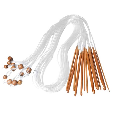 Set 12 crosete cu fire, Bambus, 120 cm, Alb/Maro - eMAG.ro