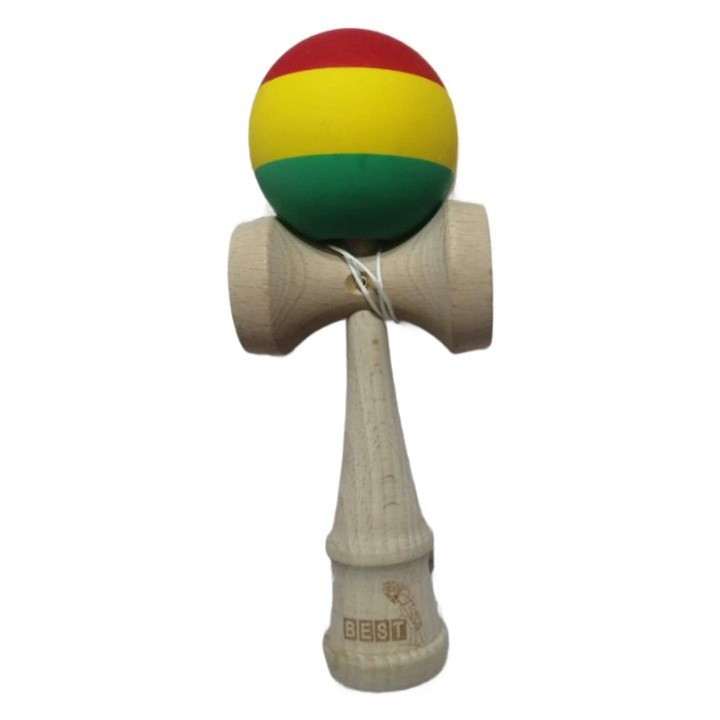 Kendama ügyességi játék, fa, Best, 18 cm, piros/sárga/zöld