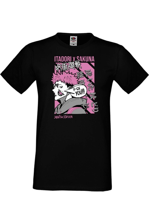 Férfi póló Manga Anime Japan Comics Animation jujutsu kaisen itadori sakuna megumi fushuiguro satoru gojo Jujutsu Kaisen Itadori Sakuna var-012, Fekete