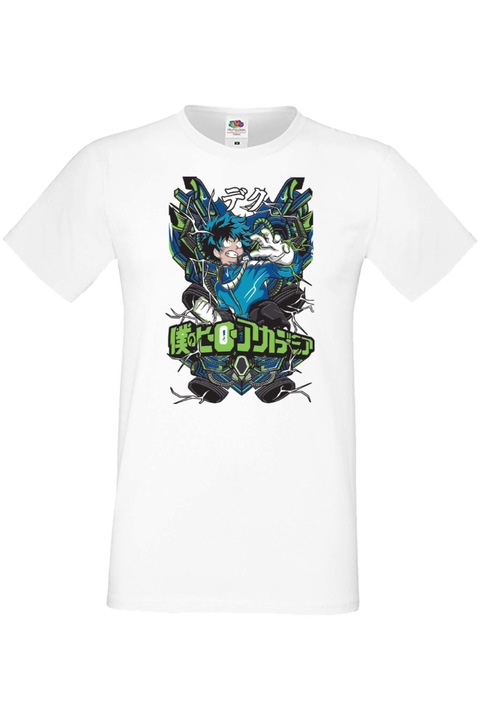Férfi póló Manga Anime Japan Comics Animation my hero academia izuku midoriya all might super heroes My Hero Academia Izuku Midoriya var-001, Fehér
