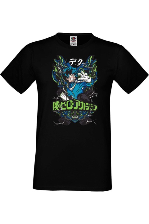 Férfi póló Manga Anime Japan Comics Animation my hero academia izuku midoriya all might super heroes My Hero Academia Izuku Midoriya var-001, Fekete