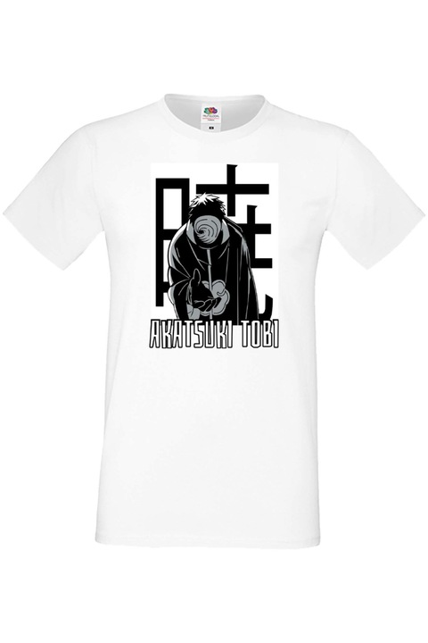Férfi póló Manga Anime Japan Comics Animation naruto uzumaki sasuke uchiha kakashi hatake sakura haruno gaara zabuza chidori ramen jiraya akatsuki ninja Naruto Akatsuki Tobi var-029, Fehér