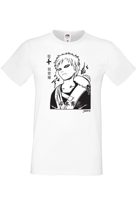 Férfi póló Manga Anime Japan Comics Animation naruto uzumaki sasuke uchiha kakashi hatake sakura haruno gaara zabuza chidori ramen jiraya akatsuki ninja Naruto Gaara 01 var-044, Fehér