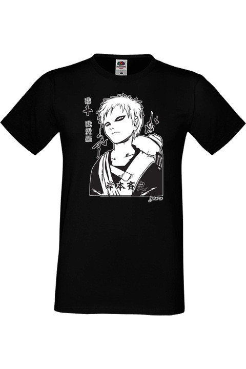 Férfi póló Manga Anime Japan Comics Animation naruto uzumaki sasuke uchiha kakashi hatake sakura haruno gaara zabuza chidori ramen jiraya akatsuki ninja Naruto Gaara 01 var-044, Fekete