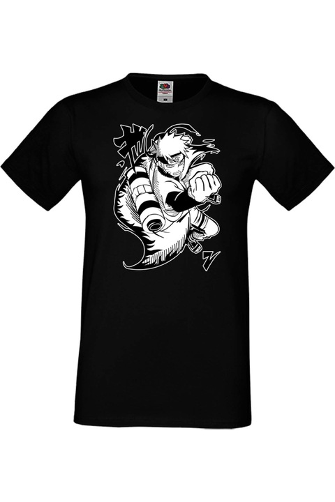 Férfi póló Manga Anime Japan Comics Animation naruto uzumaki sasuke uchiha kakashi hatake sakura haruno gaara zabuza chidori ramen jiraya akatsuki ninja Naruto Hokage var-033, Fekete