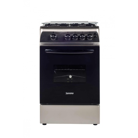 Aragaz Serreno SER 5060IX GRAI, Gaz, 4 arzatoare, Siguranta arzatoare plita si cuptor, Aprindere electrica plita, Grill, Rotisor, 50 cm, Inox