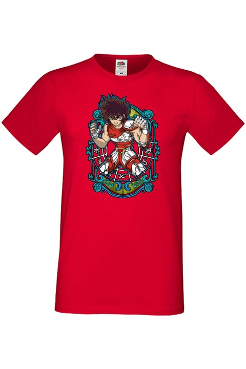 Tricou barbati Manga Anime Japan Comics Animation Tralala Saint Seiya Pegasus var-011, Rosu, 3XL