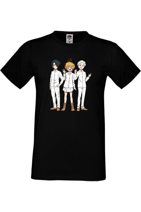 Férfi póló Manga Anime Japan Comics Animation promised neverland The Promised Neverland var-009, Fekete