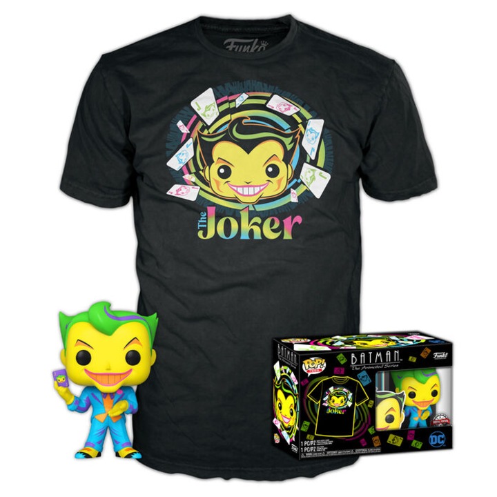 Set figurina si tricou cu Joker, FunKo, Multicolor, S