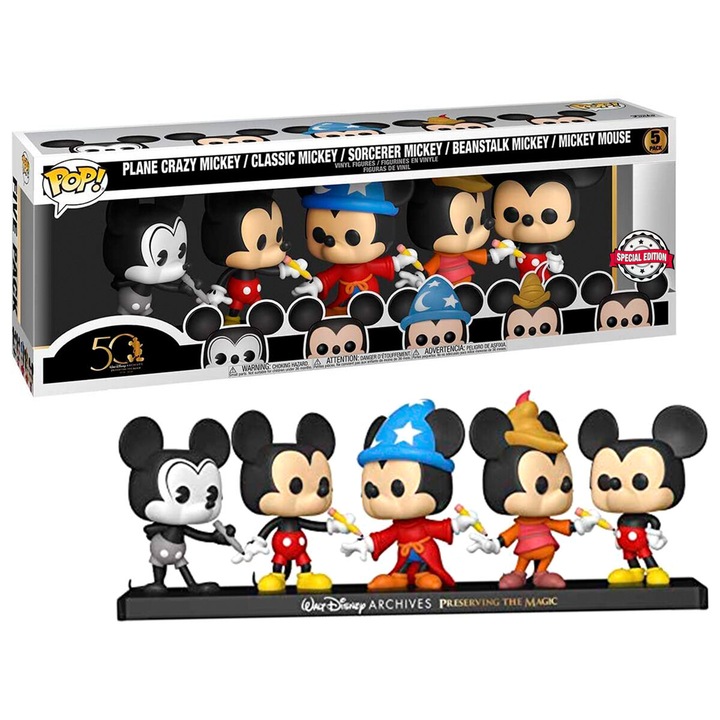 Set 5 Figurine, FunKo, Model Mickey Mouse, 3 ani+, Multicolor