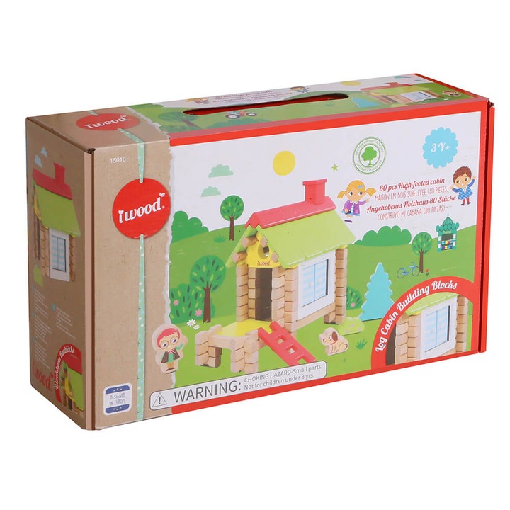 Set de construit Iwood, lemn de calitate excelenta, multicolor