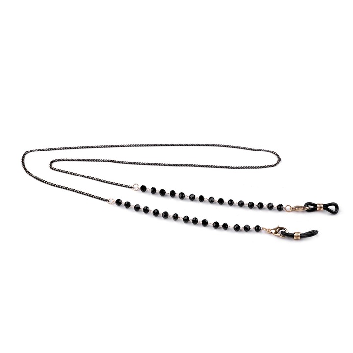 Lant decorativ cu strasuri pentru ochelari Kyrra, lungime 70 cm, Negru