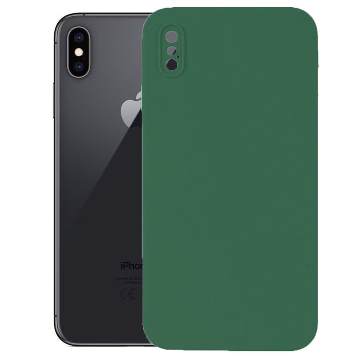 Защитен капак, кадифена вътрешност, съвместим с Apple iPhone XS Max, FONIX BloomShield, силикон, повдигнати ръбове, тънък, Тъмнозелен