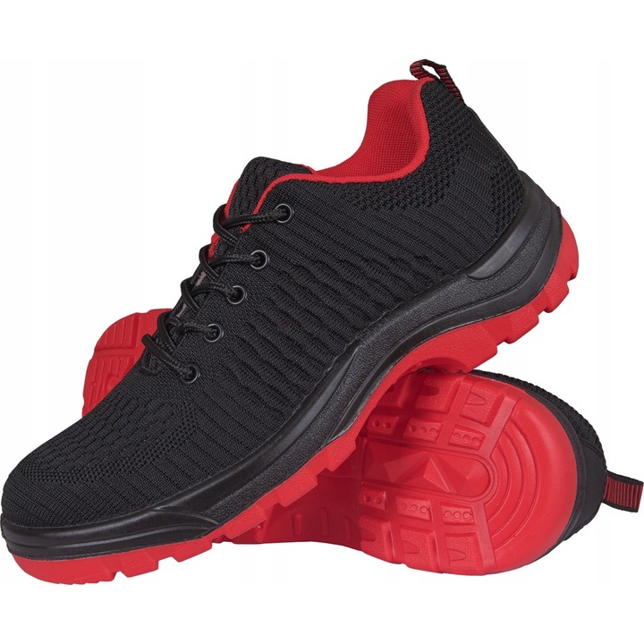 Pantofi de protectie, Ogrifox, Poliester, Marime 47, Negru/Rosu