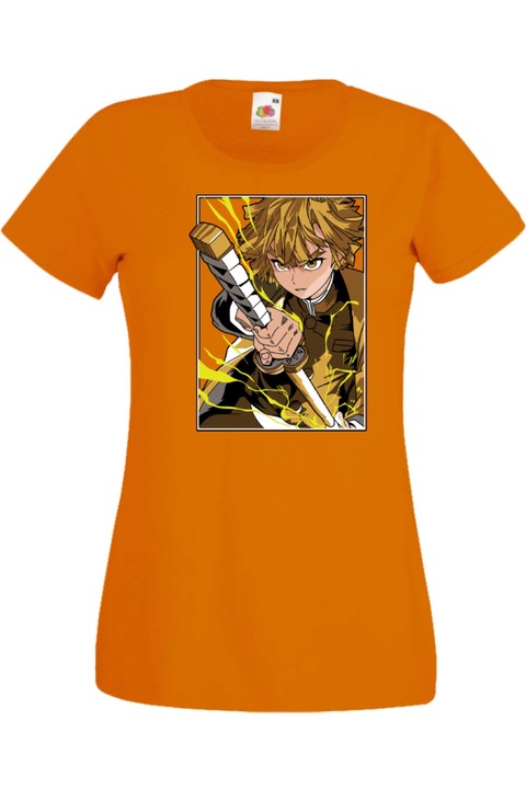 Női póló Anime Manga Japan Comics Animation Tralala Demon Slayer Zenitsu Agatsuma var-025, Narancssárga, S