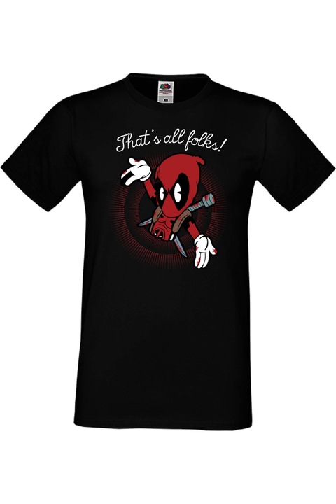 Férfi póló deadpool marvel comics Deadpool That is all folks, Fekete