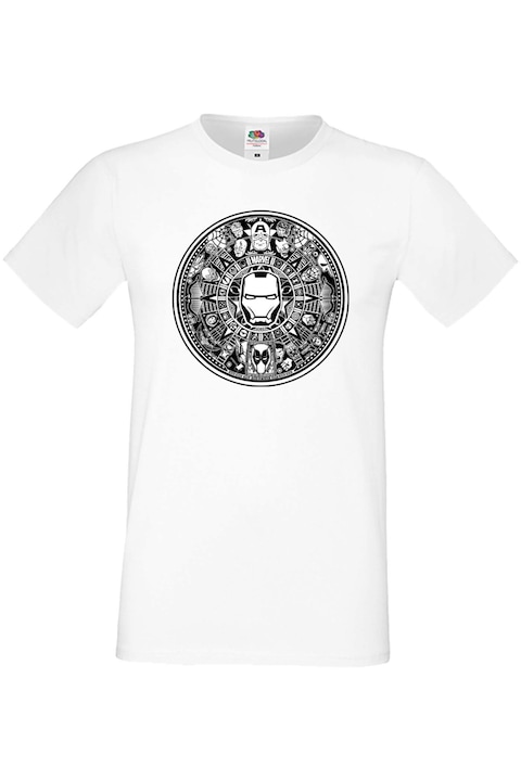 Férfi póló Avengers iron man captain america hulk spiderman black widow thor dr strange thanos marvel comics Marvel Avengers Aztec Calendar, Fehér