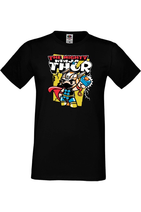 Férfi póló Avengers iron man captain america hulk spiderman black widow thor dr strange thanos marvel comics The Mighty Ninja Thor, Fekete