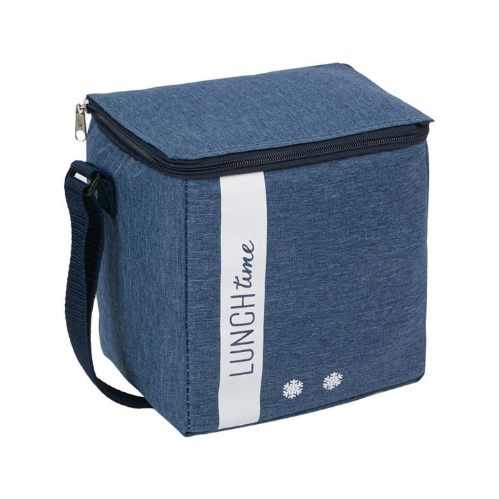 Термо чанта, 6 л, Цип, Плат, 19х15х20см, Син
