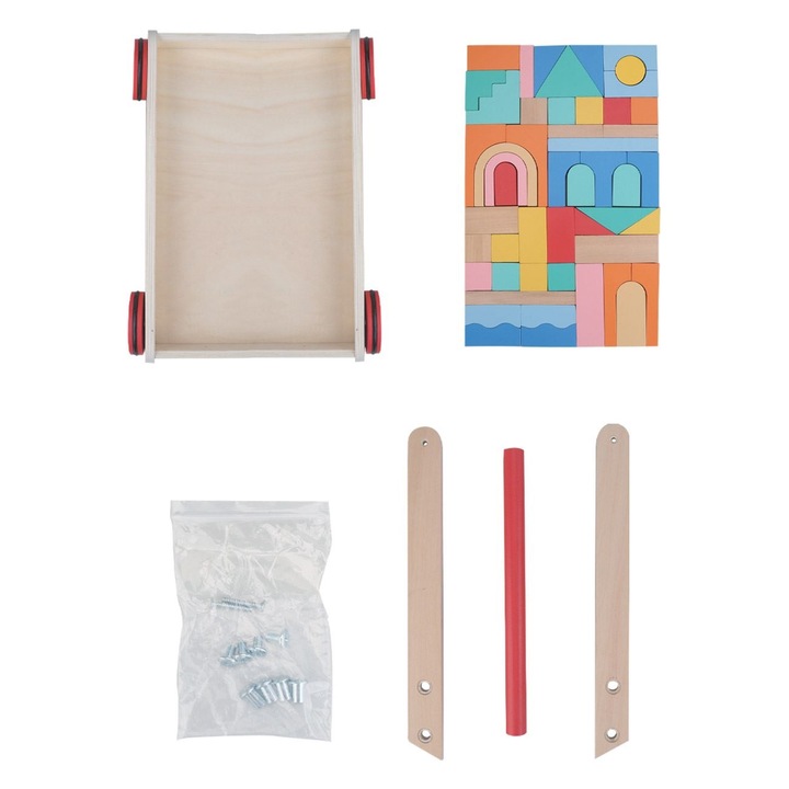 Járóka készlet, Fa, Walker 52 kockával, Többszínű