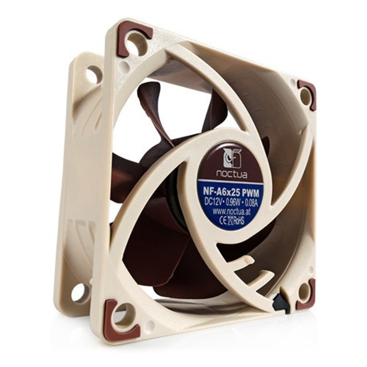 Вентилатор за компютър Noctua NF-A6x25-PWM, 60x60x25mm, SSO Bearing, 3000RPM, 4-pin PWM, 12V