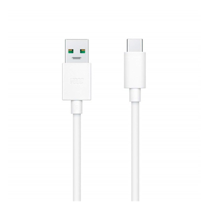 Кабел за пренос на данни и зарядно REALME, USB - Type-C, поддръжка за бързо зареждане, бял, 100 см