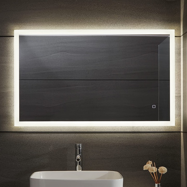Oglinda baie LED si touch cu functie dezaburire, lumina reglabila rece/calda/neutra, 80 x 60