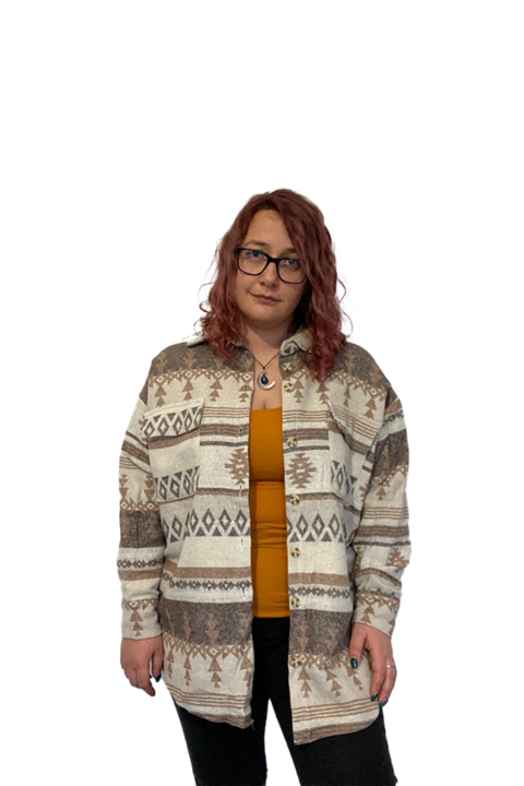 Camasa - Jacheta in stil Aztec, Crem