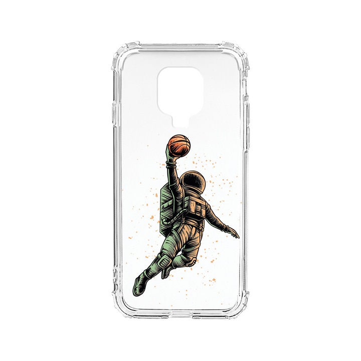Husa BestCase® Anti Shock 1.5MM, Compatibila Cu Xiaomi Redmi Note 9S, Astronaut Basketball, Rezistenta La Socuri, Protectie Camera, AS 1003